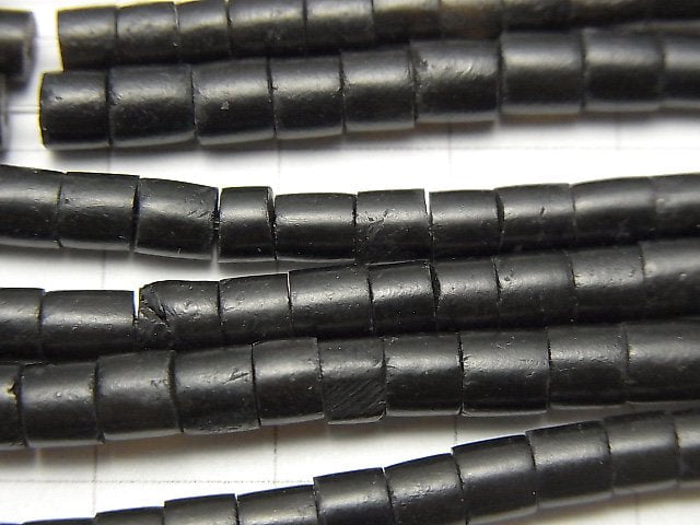 Buffalo Horn Tube 4x4x3mm Black 1strand beads (aprx.15inch/38cm)