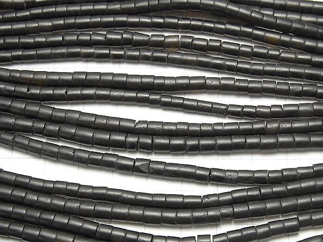 Buffalo Horn Tube 4x4x3mm Black 1strand beads (aprx.15inch/38cm)