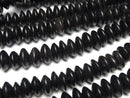 Buffalo Horn Rondelle 8x8x3mm Black half or 1strand beads (aprx.15inch/38cm)