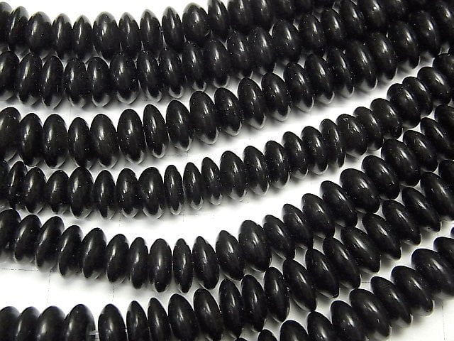 1strand $8.79! Buffalo Horn Roundel 8x8x3 Black 1strand beads (aprx.15inch / 38cm)