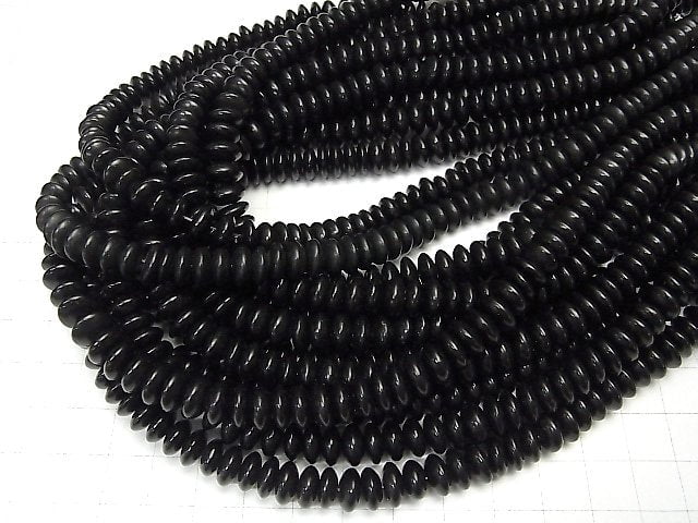 1strand $8.79! Buffalo Horn Roundel 8x8x3 Black 1strand beads (aprx.15inch / 38cm)