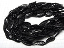 Buffalo Horn Leaf 34x13x5mm Black half or 1strand beads (aprx.15inch/36cm)