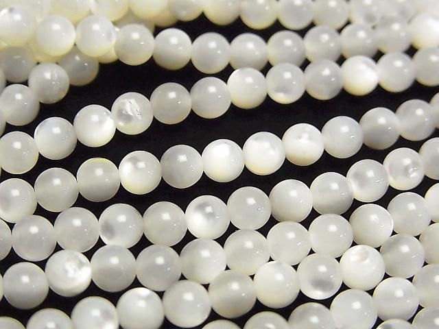 [Video] High-quality white shell (Silver-lip Oyster) AAA Round 4mm 1-strand beads (approx. 15 inches/36 cm)