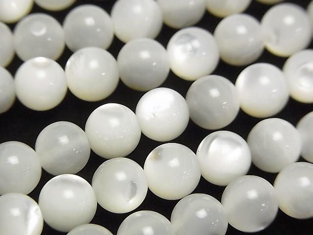 [Video] High-quality white shell (Silver-lip Oyster) AAA Round 6mm 1-strand beads (approx. 15 inches/36 cm)