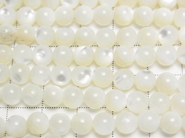 [Video] High-quality white shell (Silver-lip Oyster) AAA Round 6mm 1-strand beads (approx. 15 inches/36 cm)