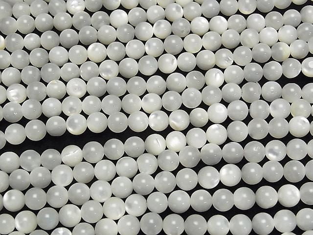 [Video] High-quality white shell (Silver-lip Oyster) AAA Round 6mm 1-strand beads (approx. 15 inches/36 cm)
