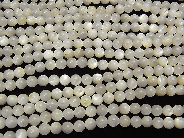 [Video] High Quality White Shell (Silver-lip Oyster) AAA Round 6mm 1strand beads (aprx.15inch / 36cm)