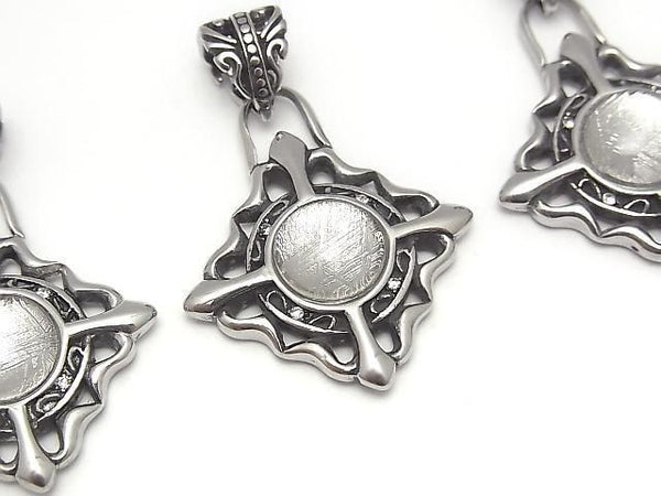 Meteorite (Muonionalusta) Design Bezel Setting Round Pendant 34x29mm 1pc