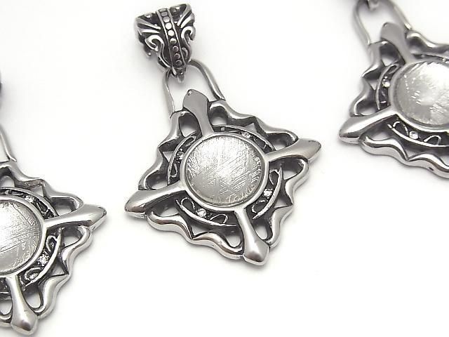 Meteorite (Muonionalusta) Design Bezel Setting Round Pendant 34x29mm 1pc
