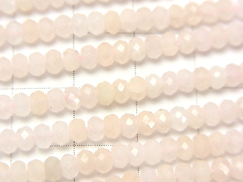 High Quality!  Morganite AA++ Faceted Button Roundel 4x4x2.5 half or 1strand beads (aprx.15inch/38cm)