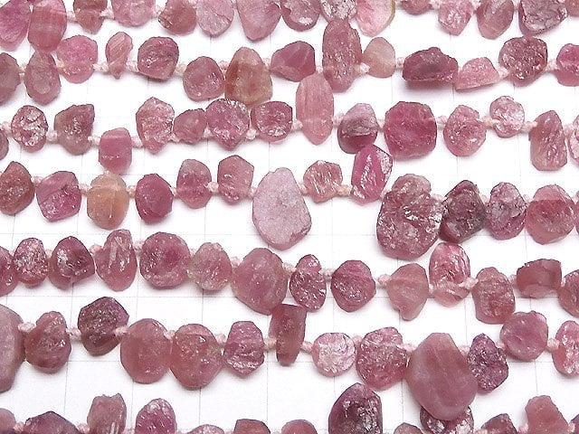 [Video] Pink Tourmaline AA+ Rough Rock Nugget Top Side Drilled Hole half or 1strand beads (aprx.15inch / 38cm)