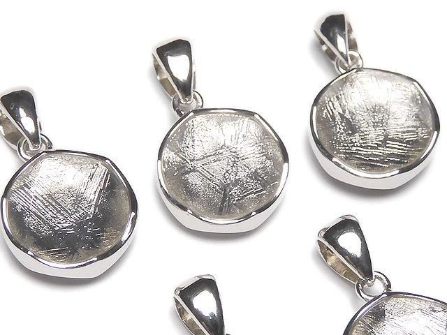 [Video] Meteorite (Muonionalusta) Pendant, Both Sides Finished, 12mm, Silver925, 1pc