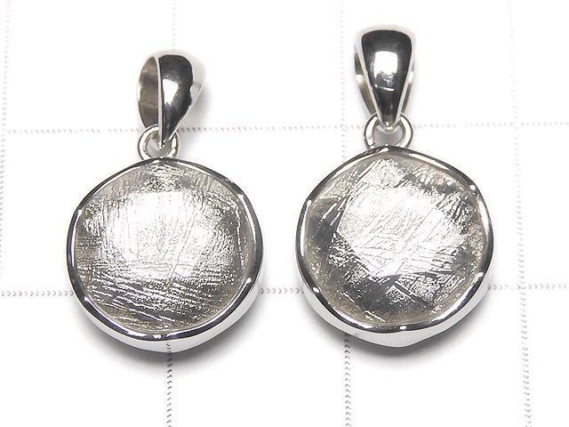 [Video] Meteorite (Muonionalusta) Pendant, Both Sides Finished, 12mm, Silver925, 1pc