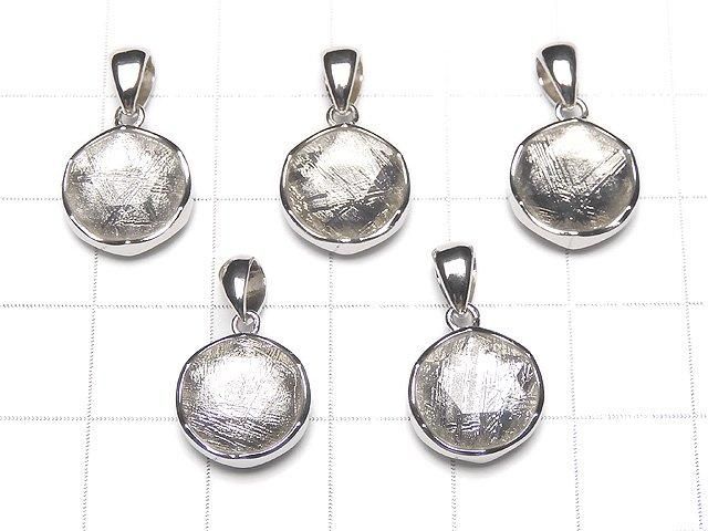 [Video] Meteorite (Muonionalusta) Pendant, Both Sides Finished, 12mm, Silver925, 1pc