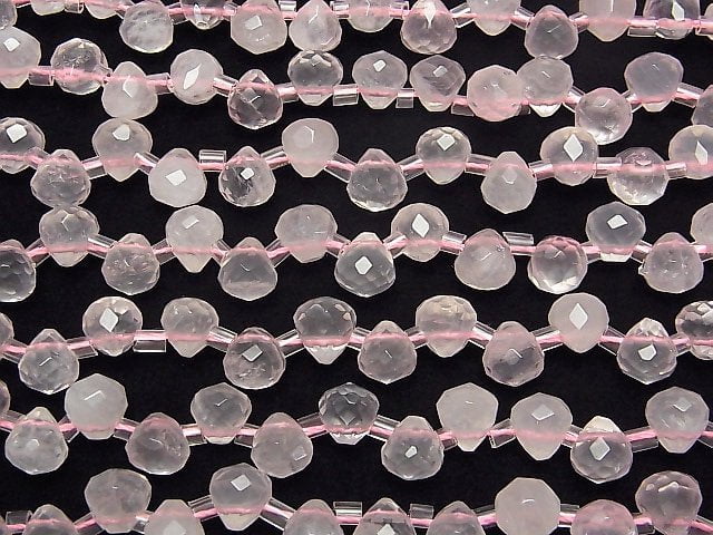 [Video] Rose Quartz AA++ Onion Faceted Briolette 7x7x7mm half or 1strand beads (aprx.15inch/36cm)