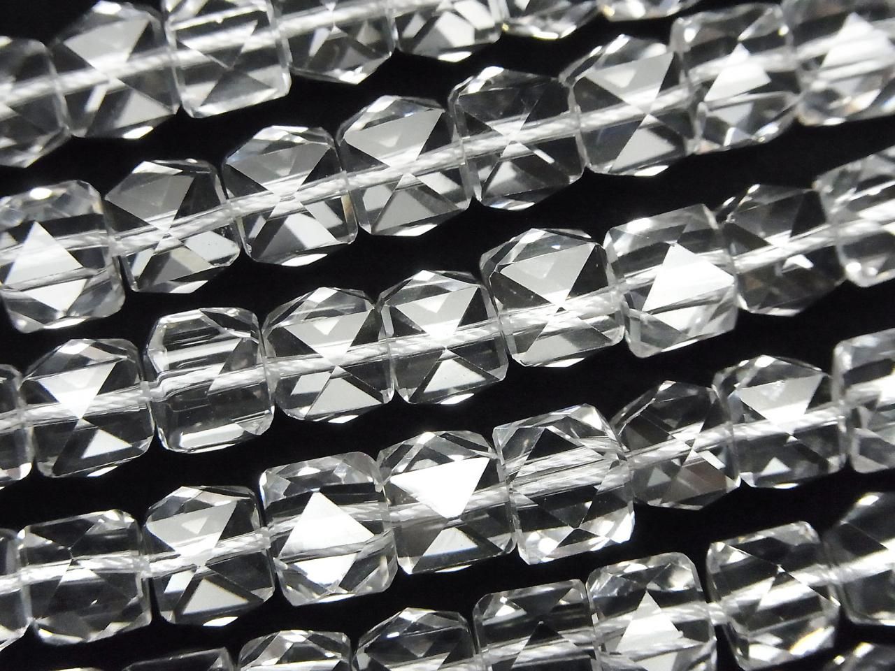 Crystal AAA+ Stud Cube Shape 8mm half or 1-strand beads (approx. 7 inches/18 cm) High Quality!