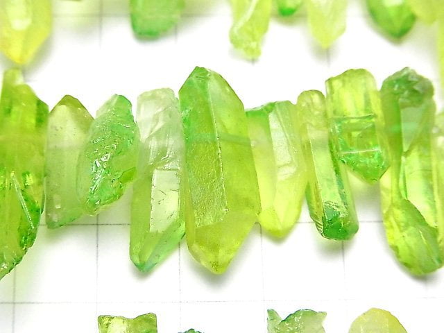 [Video] 1strand $12.99! Crystal Natural Point Cut Metallic Coating Light Green & Yellow 1strand beads (aprx.15inch / 38cm)