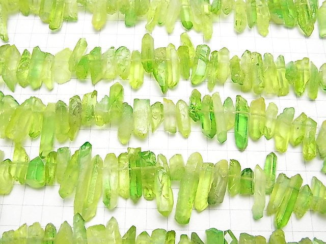 [Video] 1strand $12.99! Crystal Natural Point Cut Metallic Coating Light Green & Yellow 1strand beads (aprx.15inch / 38cm)