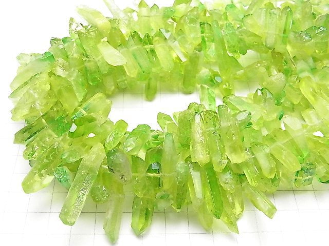 [Video] 1strand $12.99! Crystal Natural Point Cut Metallic Coating Light Green & Yellow 1strand beads (aprx.15inch / 38cm)