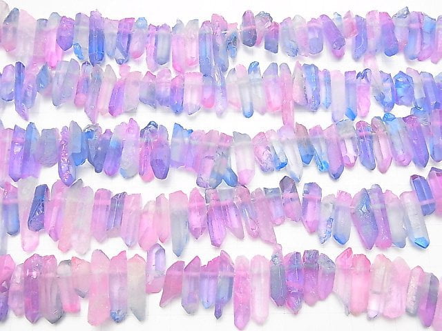 [Video]1strand $12.99! Crystal Natural Point Cut Metallic Coating Blue & Pink 1strand beads (aprx.15inch / 37cm)