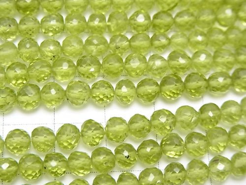 [Video] High Quality Peridot AAA- Faceted Round 4.5-6mm  1/4 or 1strand beads (aprx.14inch/34cm)