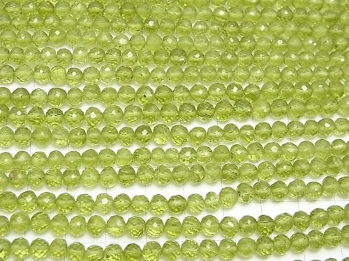 [Video] High Quality Peridot AAA- Faceted Round 4.5-6mm  1/4 or 1strand beads (aprx.14inch/34cm)