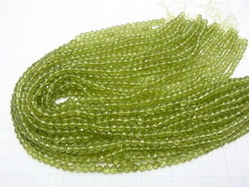 [Video] High Quality Peridot AAA- Faceted Round 4.5-6mm  1/4 or 1strand beads (aprx.14inch/34cm)