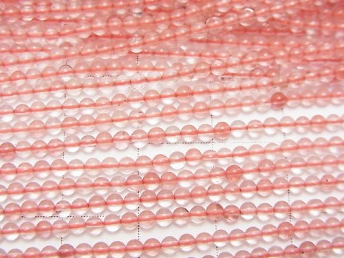 Cherry Quartz Glass  Round 2mm 1strand beads (aprx.15inch/38cm)