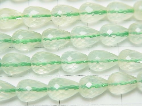 High Quality! Prehnite AAA Vertical Hole Faceted Drop 9x7x7mm 1/4 or 1strand beads (aprx.15inch/38cm)