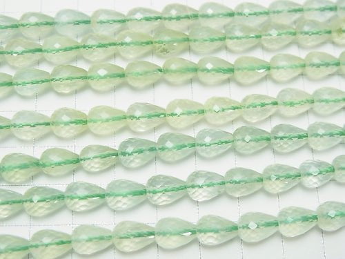 High Quality! Prehnite AAA Vertical Hole Faceted Drop 9x7x7mm 1/4 or 1strand beads (aprx.15inch/38cm)