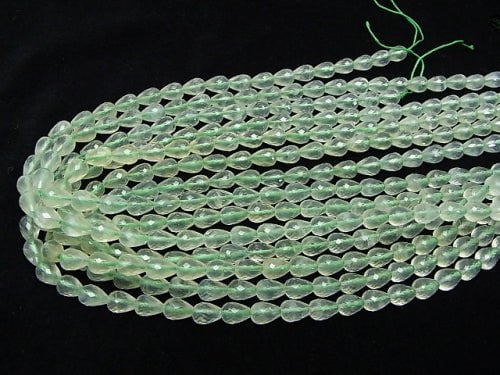 High Quality! Prehnite AAA Vertical Hole Faceted Drop 9x7x7mm 1/4 or 1strand beads (aprx.15inch/38cm)