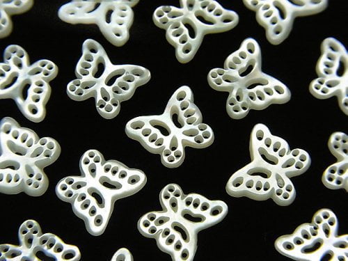 High quality white shell openwork butterfly 8x10mm 1pc