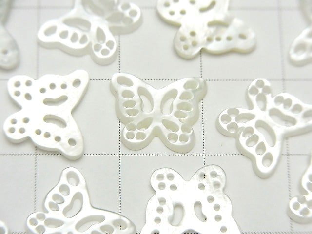 High quality white shell openwork butterfly 8x10mm 1pc