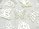 High quality white shell openwork butterfly 8x10mm 1pc