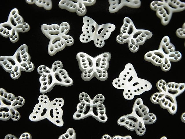 High quality white shell openwork butterfly 8x10mm 1pc