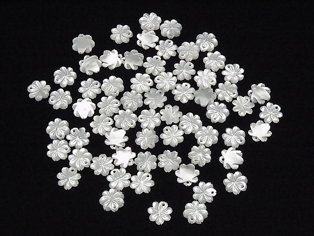 [Video] High Quality White Shell (Silver-lip Oyster)AAA Flower [8mm][10mm][12mm] 2pcs
