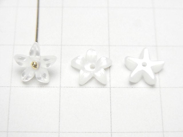 [Video] High Quality White Shell (Silver-lip Oyster) AAA Flower [8mm][10mm] Center Hole 4pcs