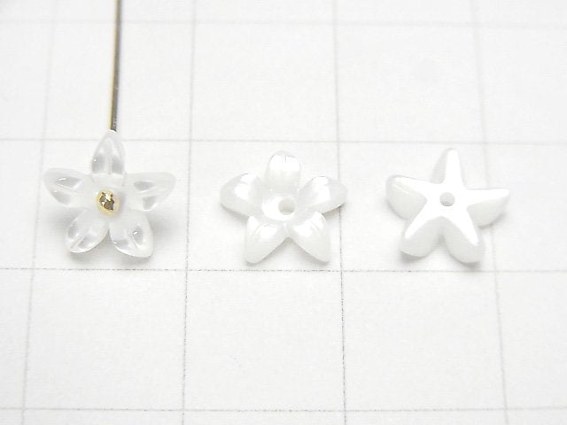 [Video] High Quality White Shell (Silver-lip Oyster)AAA Flower [8mm][10mm] Center Hole 4pcs