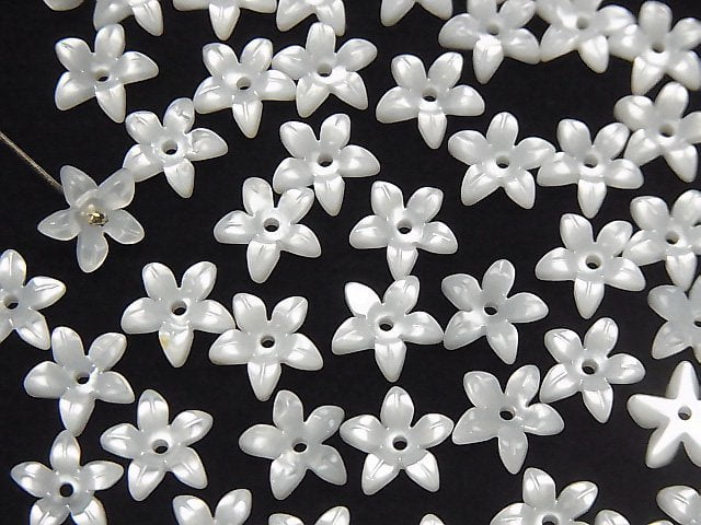 [Video] High Quality White Shell (Silver-lip Oyster)AAA Flower [8mm][10mm] Center Hole 4pcs