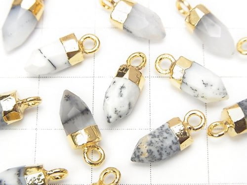 2pcs $6.79! Dendrite Opal Faceted Point Charm Gold Color 2pcs