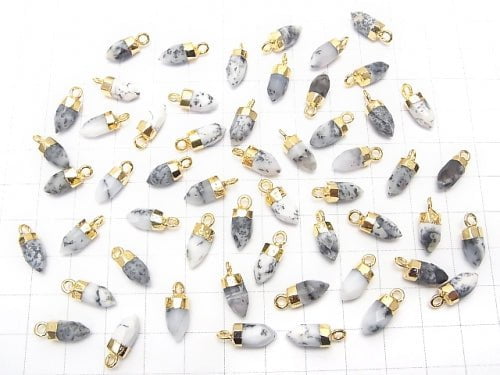 2pcs $6.79! Dendrite Opal Faceted Point Charm Gold Color 2pcs