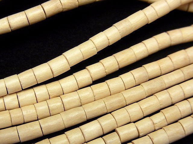 White Wood Tube 4x4x4mm 1strand beads (aprx.15inch/38cm)