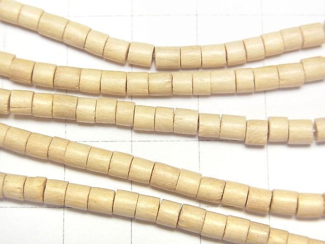 White Wood Tube 4x4x4mm 1strand beads (aprx.15inch/38cm)