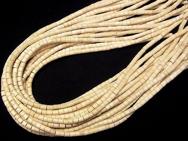 White Wood Tube 4x4x4mm 1strand beads (aprx.15inch/38cm)