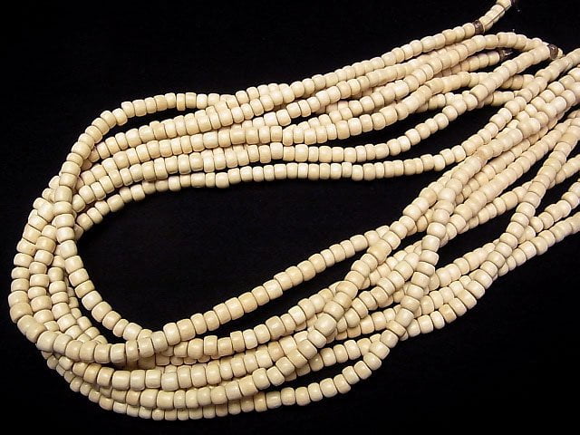 [Video] 1strand $2.49! White Wood Roundel (Tube) 5 x 5 x 4 mm 1strand beads (aprx.15 inch / 37 cm)