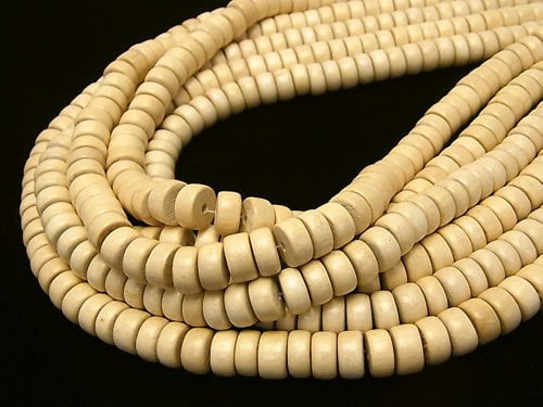 1strand $3.79! White Wood Roundel 10x10x5mm 1strand beads (aprx.15inch / 38cm)