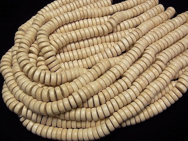 1strand $3.99! White Wood Roundel 12 x 12 x 4 mm 1strand beads (aprx.15 inch / 38 cm)