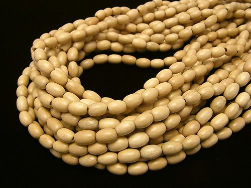 1strand $3.79! White Wood Rice 9 x 6 x 6 mm 1strand beads (aprx.15 inch / 38 cm)