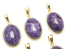 [Video] High Quality Charoite AAA Pendant 20x15mm 18KGP 1pc
