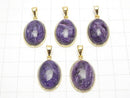 [Video] High Quality Charoite AAA Pendant 20x15mm 18KGP 1pc